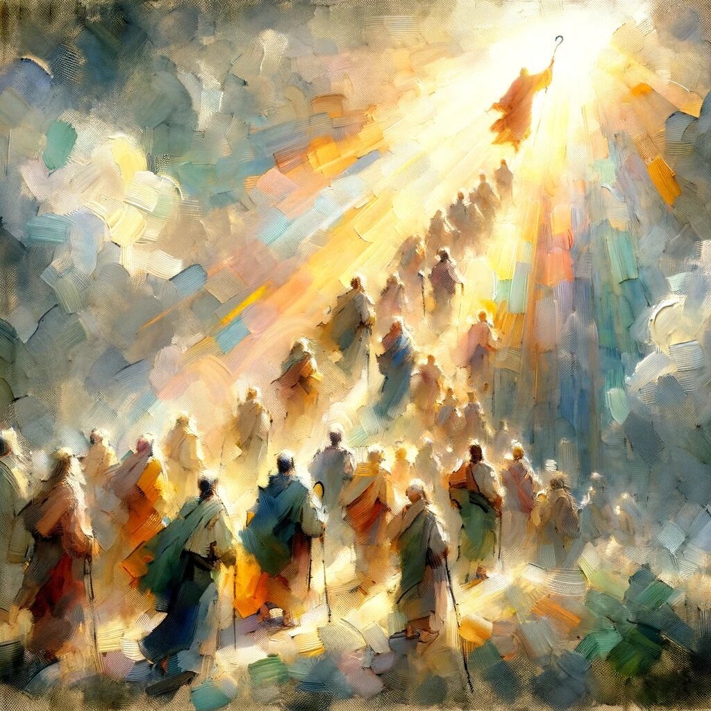People walking toward the light of Christ to make disciples